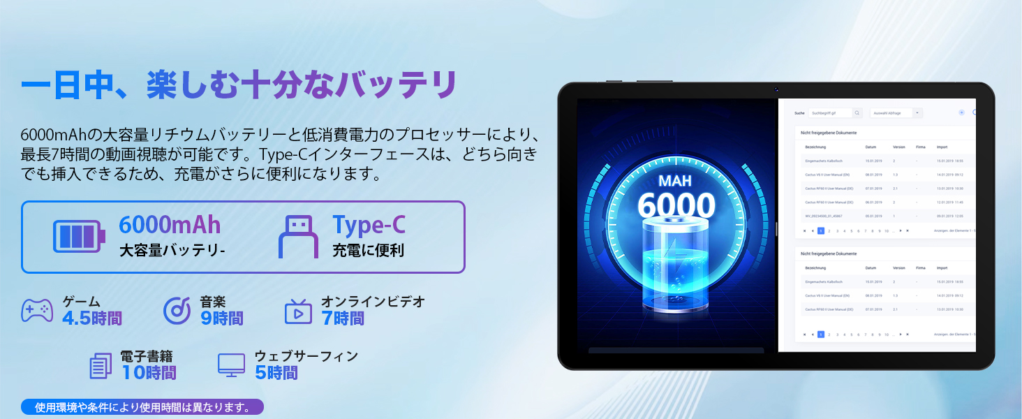 大容量タブレット